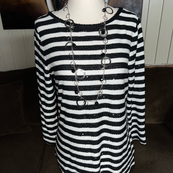 Talbots • Black/ White • Shimmering • Sweater • Size Small (P) • New/ Tags - Picture 4 of 16